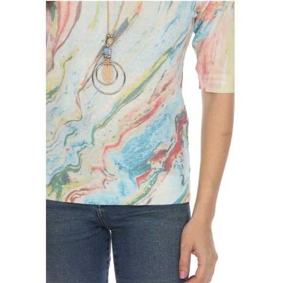 Colorful Waves Print Mesh Top - Picture 5 of 12